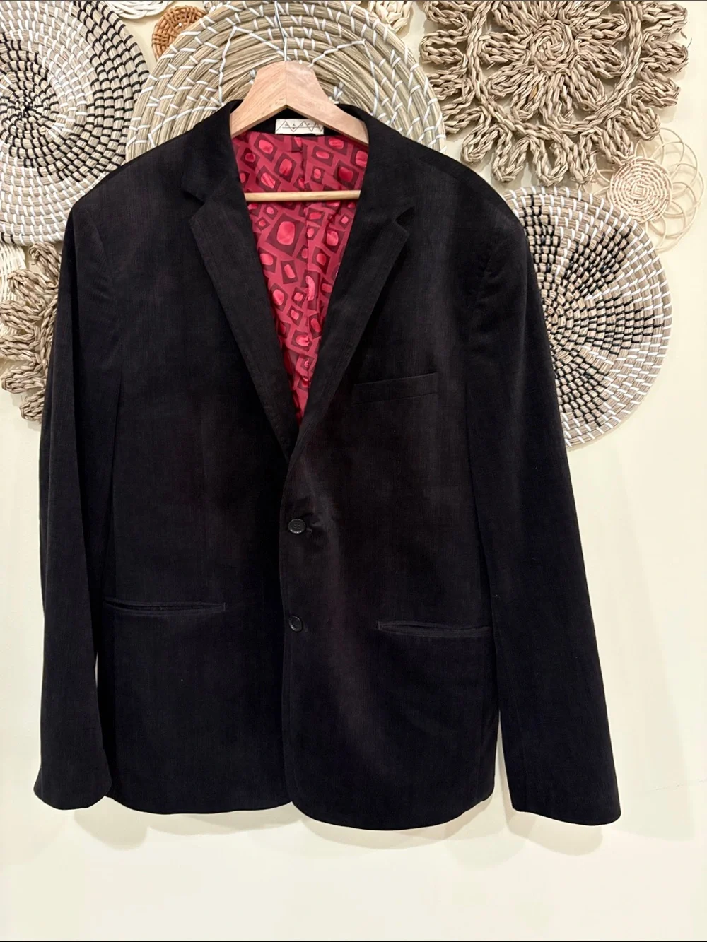 Haupt 2 button Velvet blazer men’s.  Brown with black subtle pattern. 58 Eu size